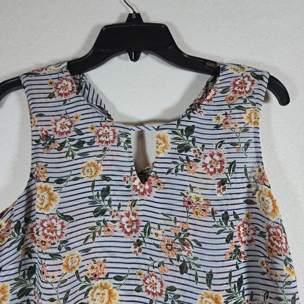 Cabi Womens Small Garden Blouse Blue Grey Floral Top Sleeveless New No Tags - Picture 3 of 12